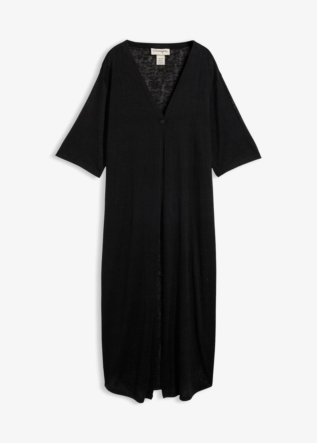 Long gilet en maille aspect lin