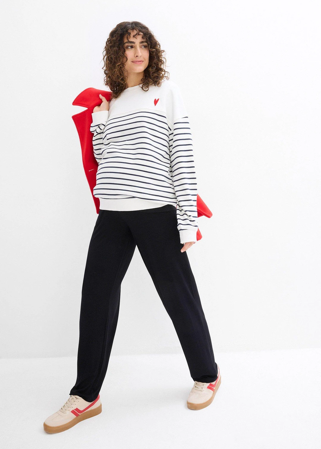 Pantalon de grossesse en jersey, ceinture smockée, coupe droite - 2