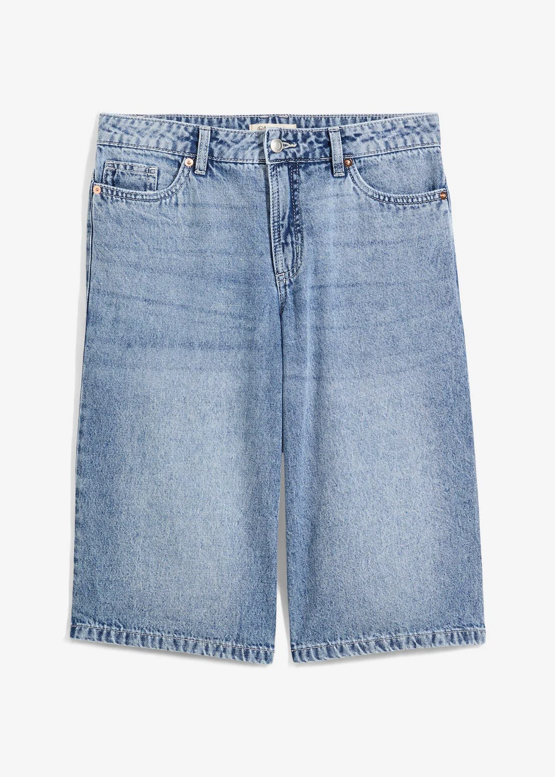 Bermuda en jean taille mi-haute, peu extensible