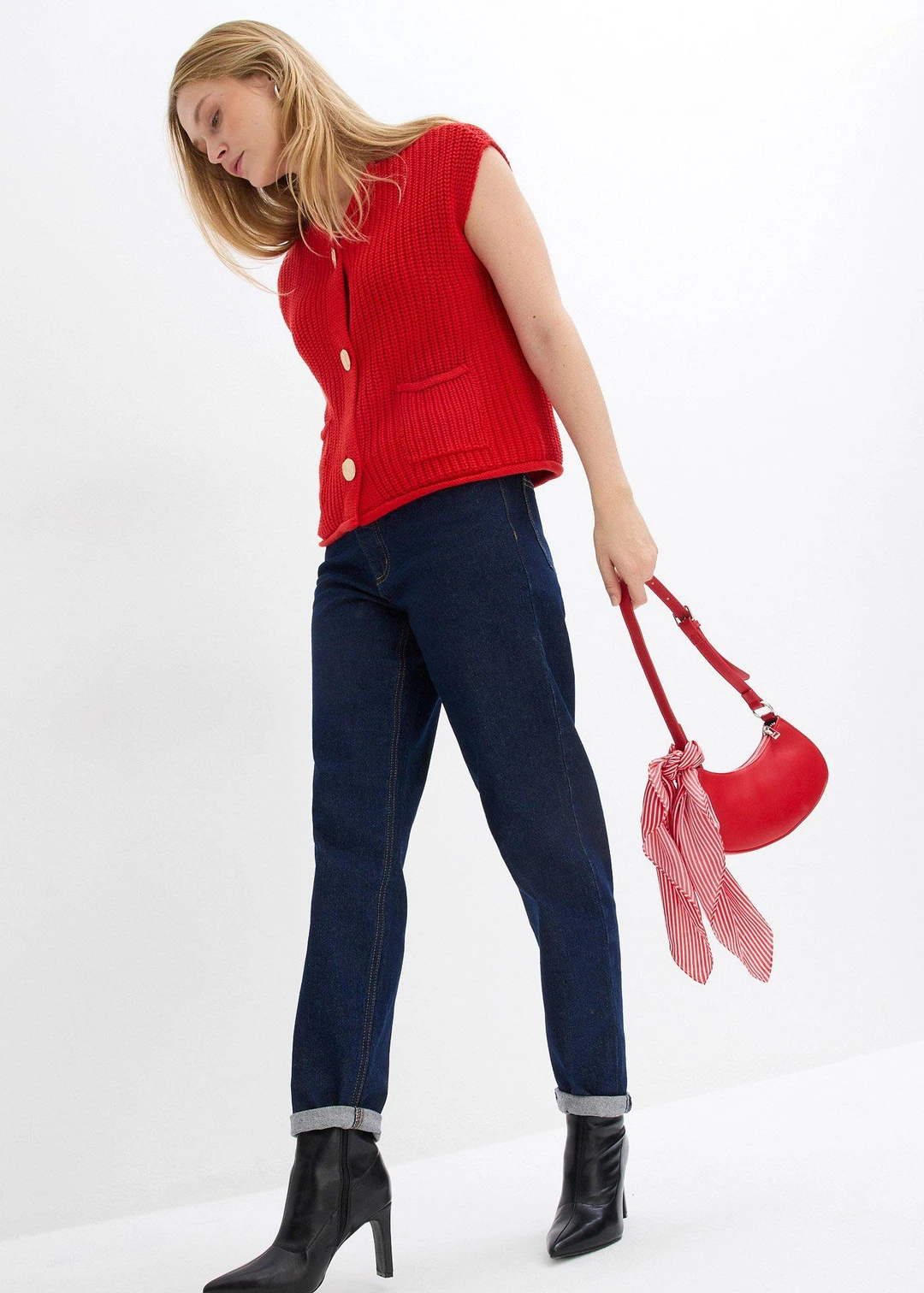 Jean mom taille haute, cropped - 2