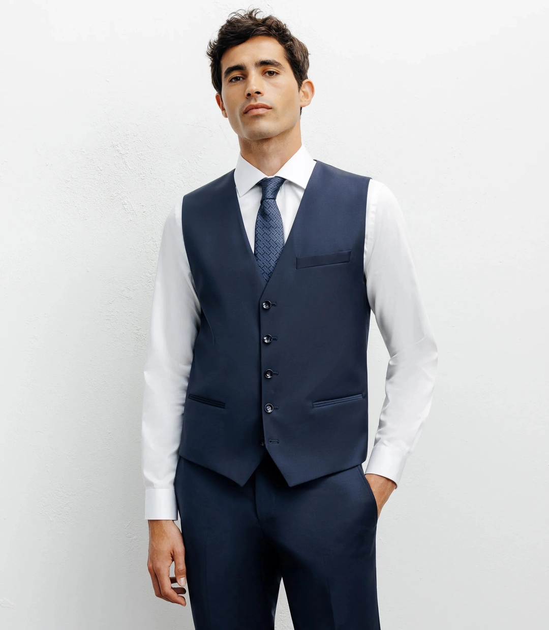 IZAC - Gilet ville avec laine majoritaire bleu