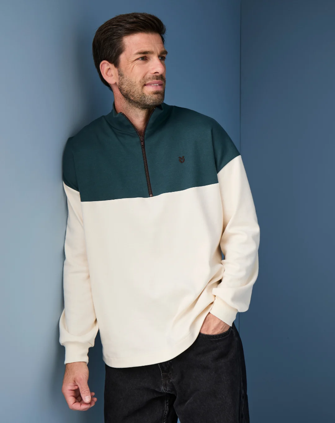 Sweat zippé en Coton BIO - Cèdres - Taille M - Lemahieu