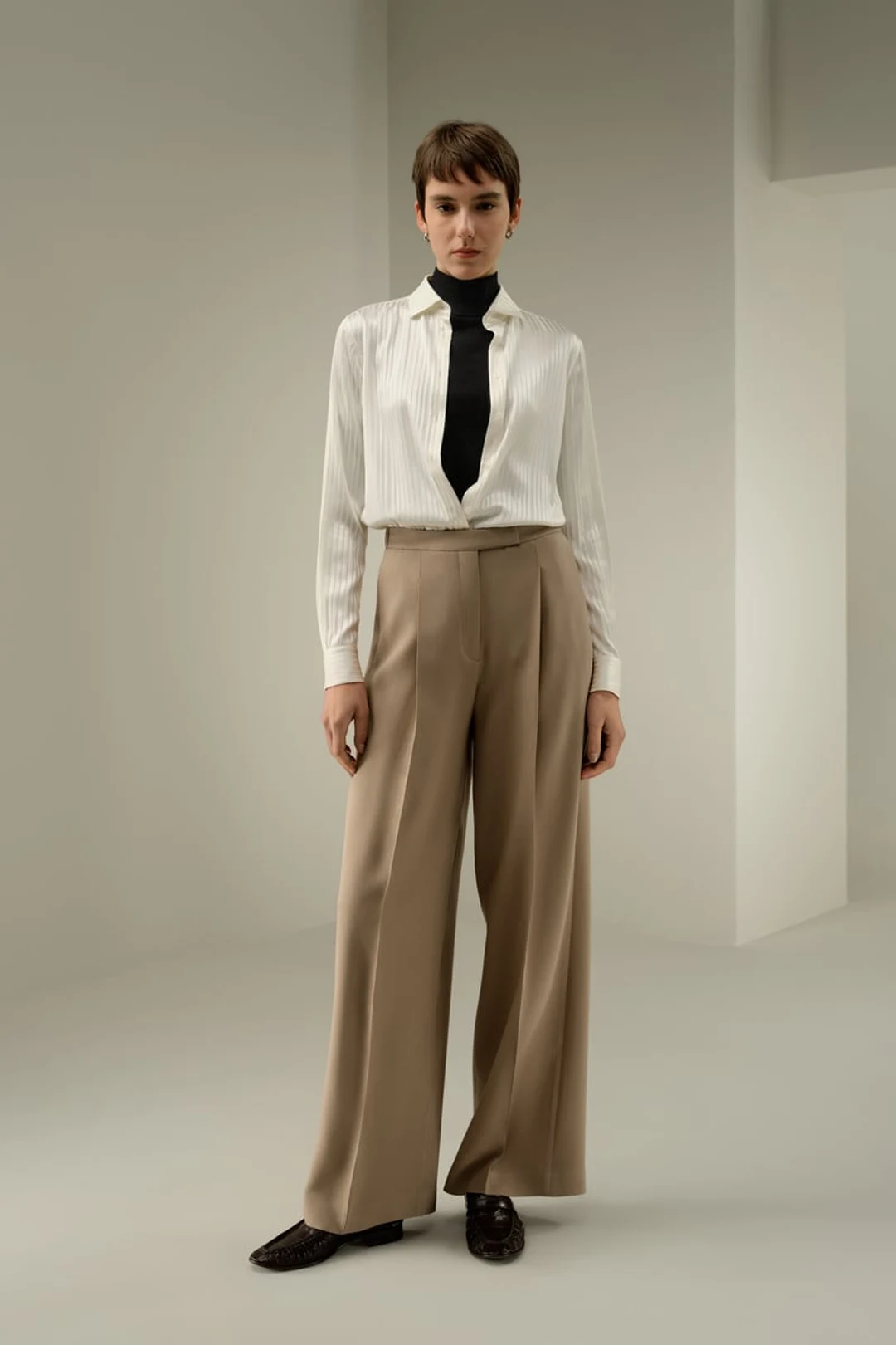 LILYSILK Pantalon Large Soie & Laine Femme Noir 36 - Fluide, Élégant et Confortable