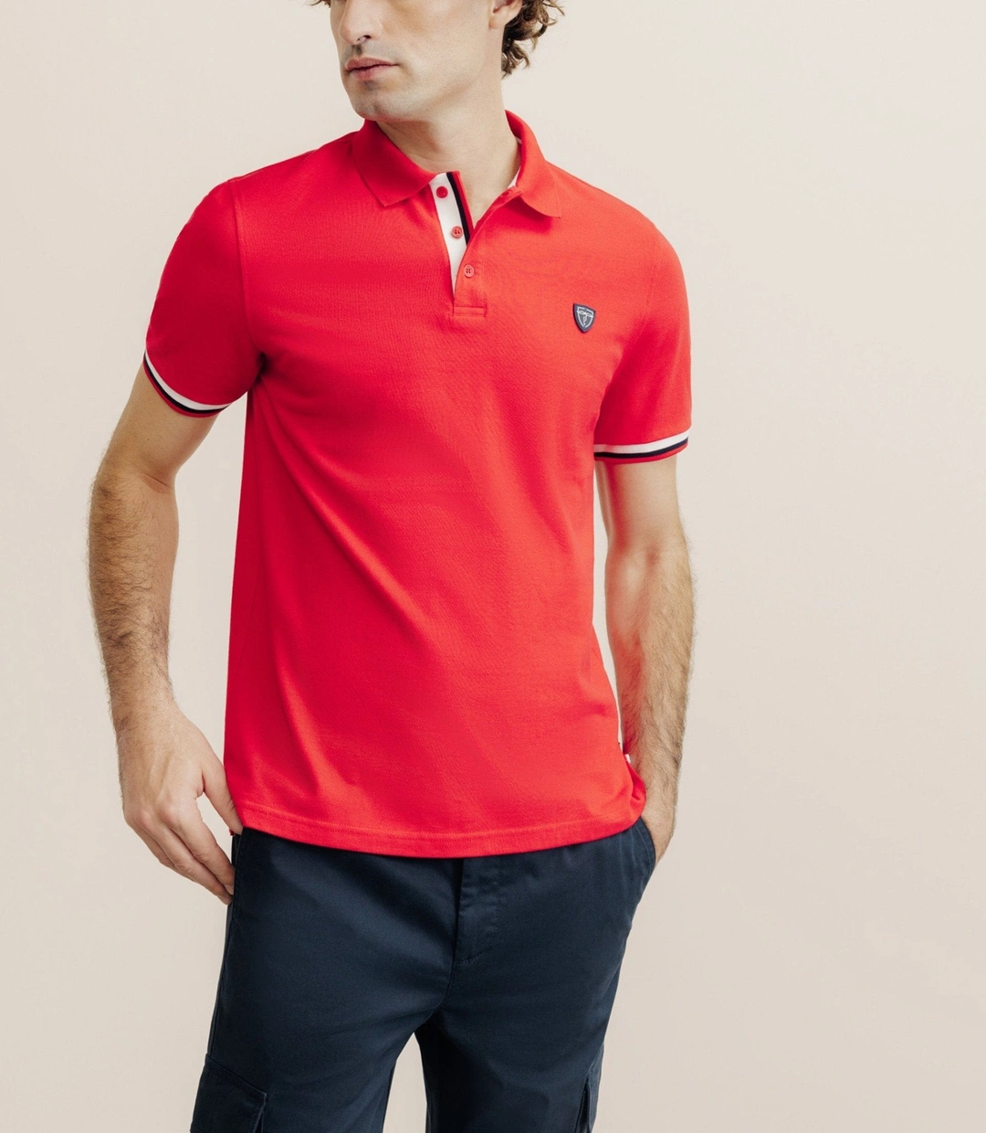 IZAC - Polo à contraste rouge