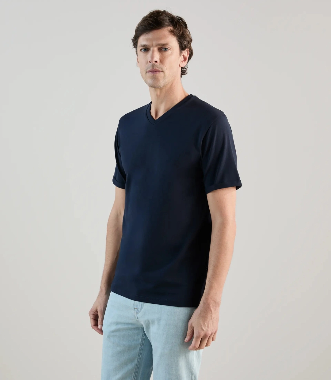 IZAC - T-shirt col V basic marine