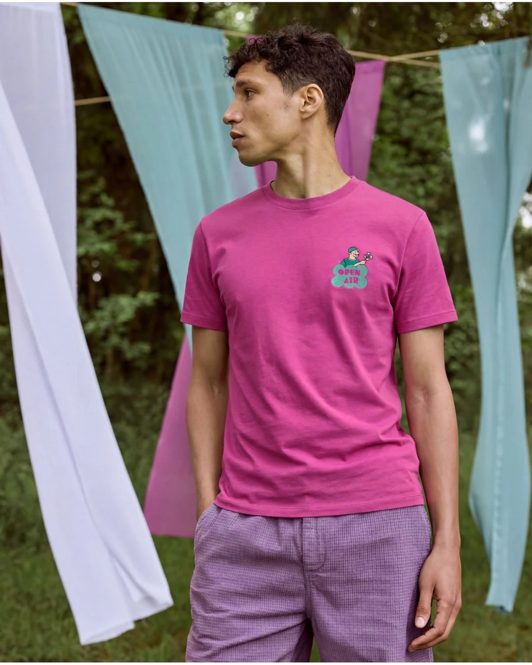 T-shirt imprimé open air vert menthe coton - ARCY