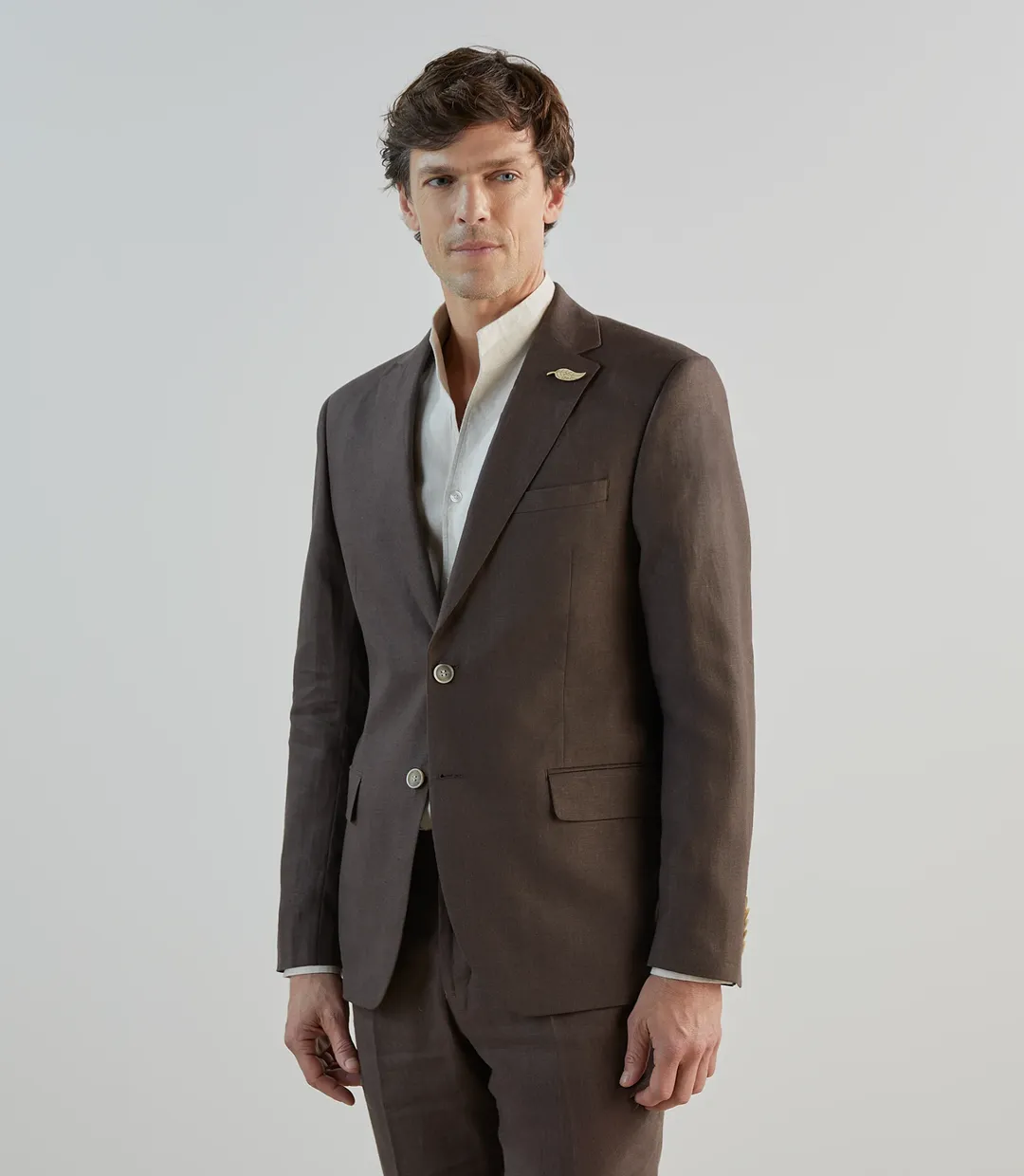 IZAC - Veste ville 100% lin marron