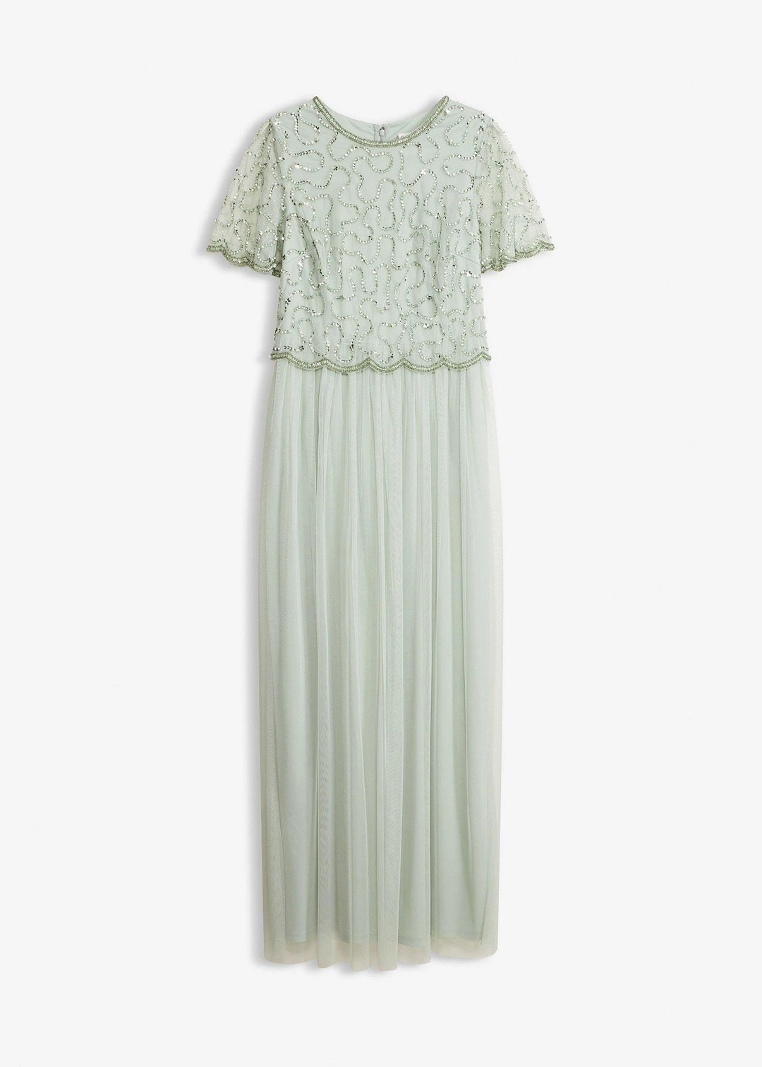 Robe longue en tulle fin avec sequins brodés