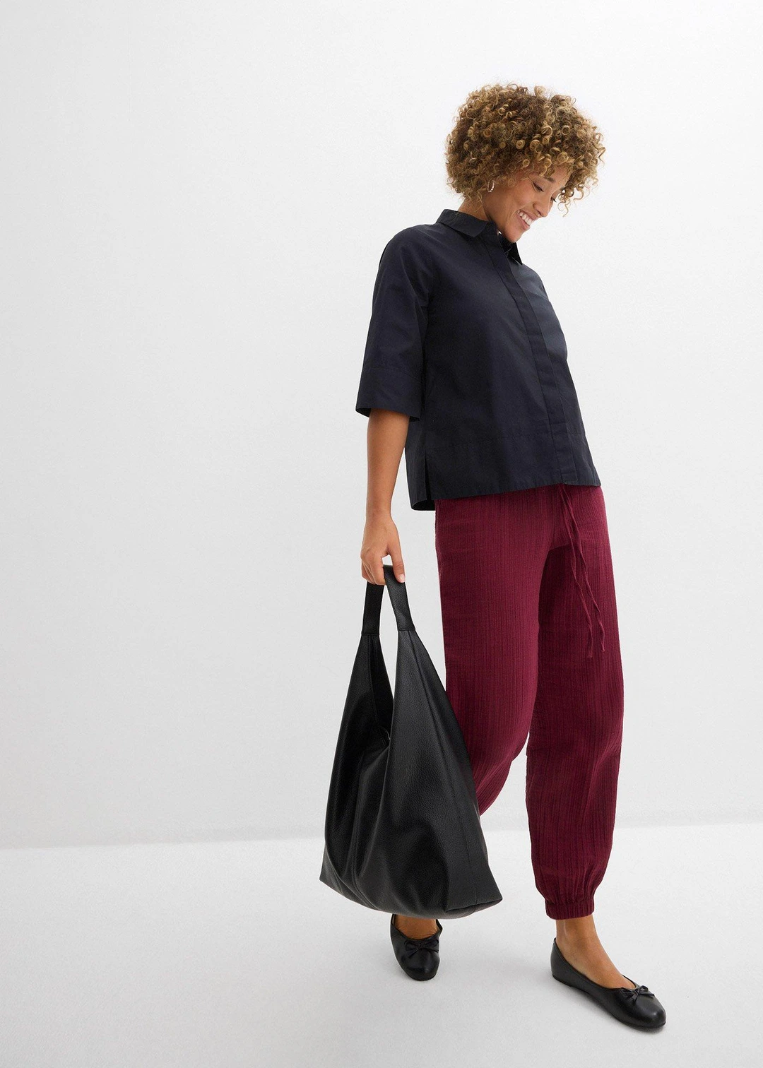 Pantalon en gaze de coton avec ceinture smockée - 2
