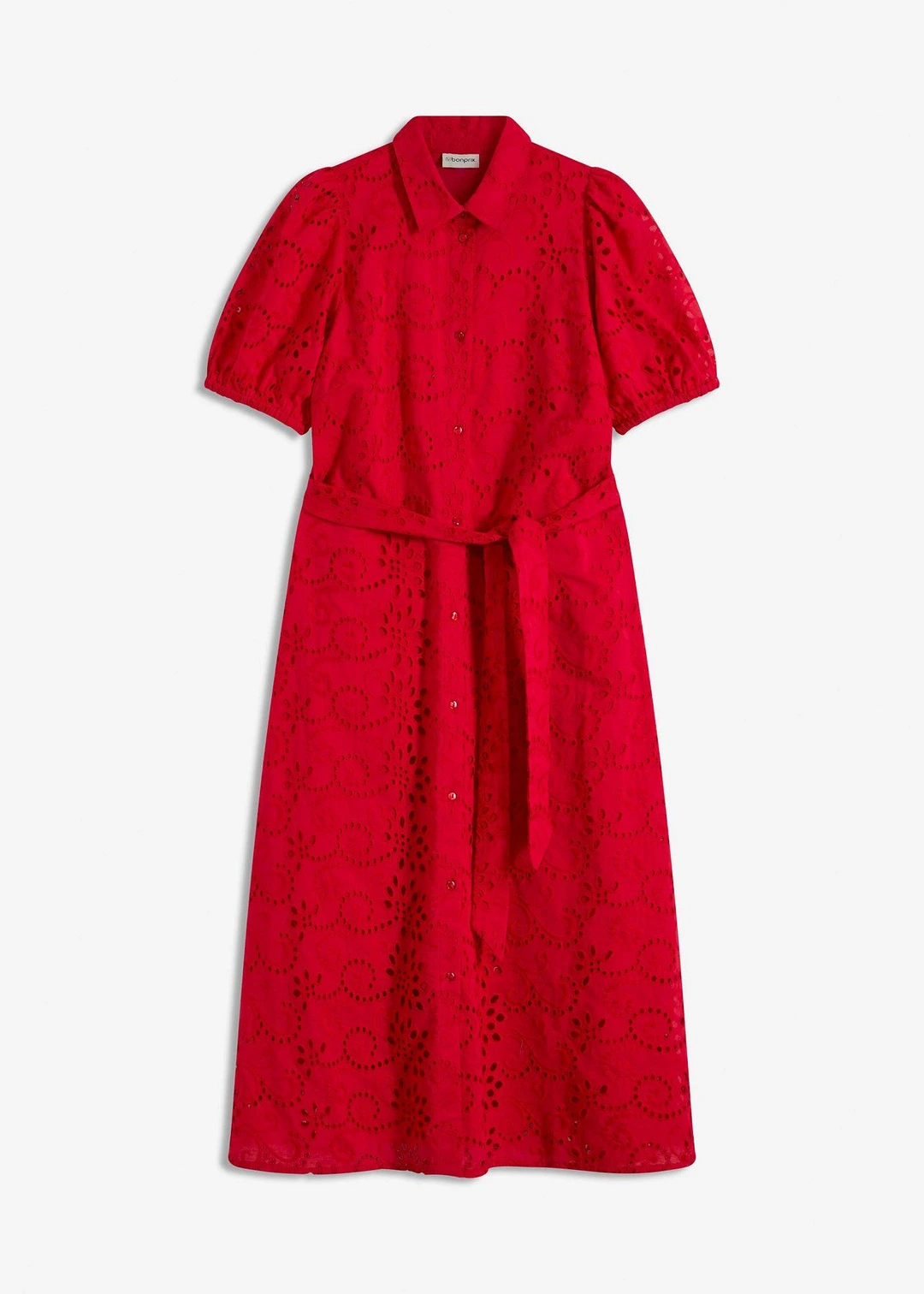Robe chemise en broderie anglaise, 100% coton