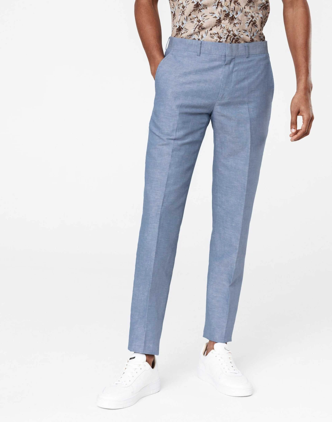 IZAC - Pantalon lin et coton ciel ''Tleny''