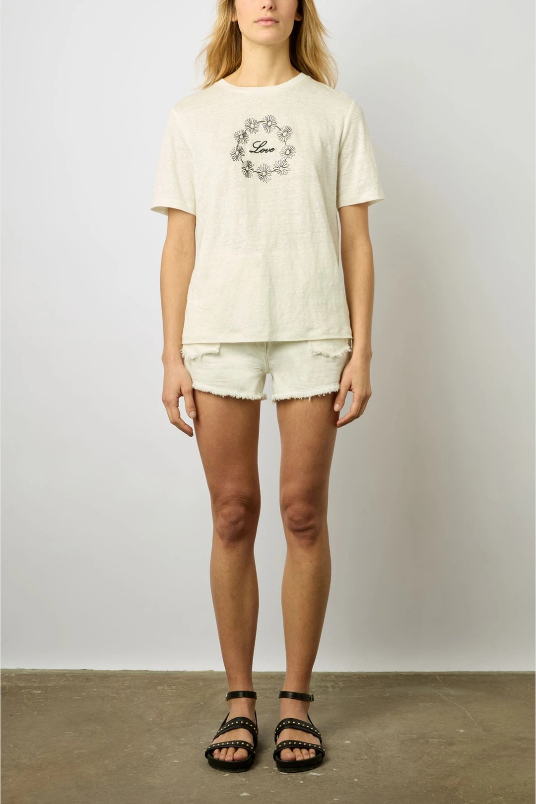 T-shirt Love en lin - MARIETA - Ecru