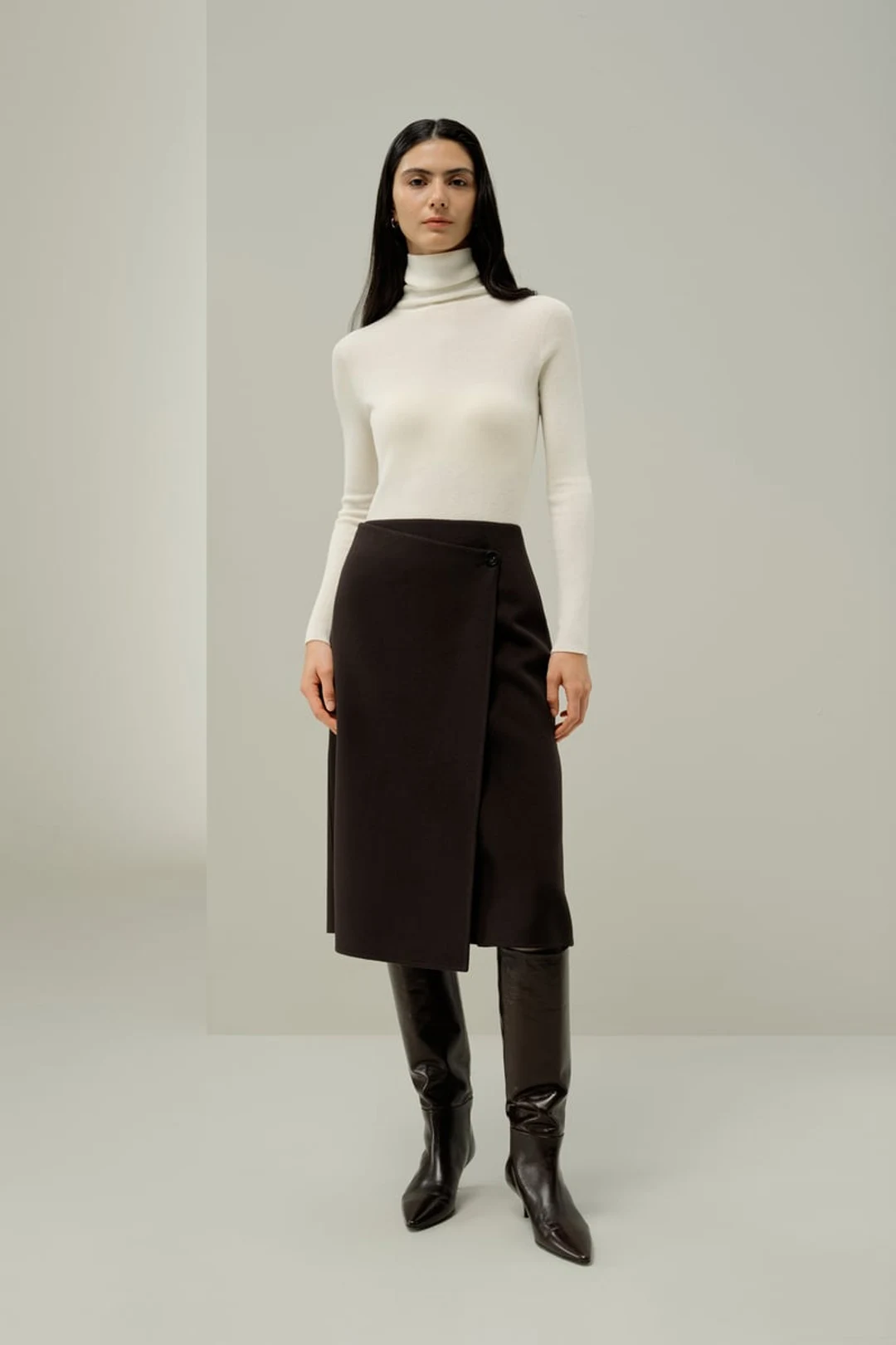 LILYSILK Jupe Femme en Laine et Soie Élégante à Drapé Asymétrique Americano 42