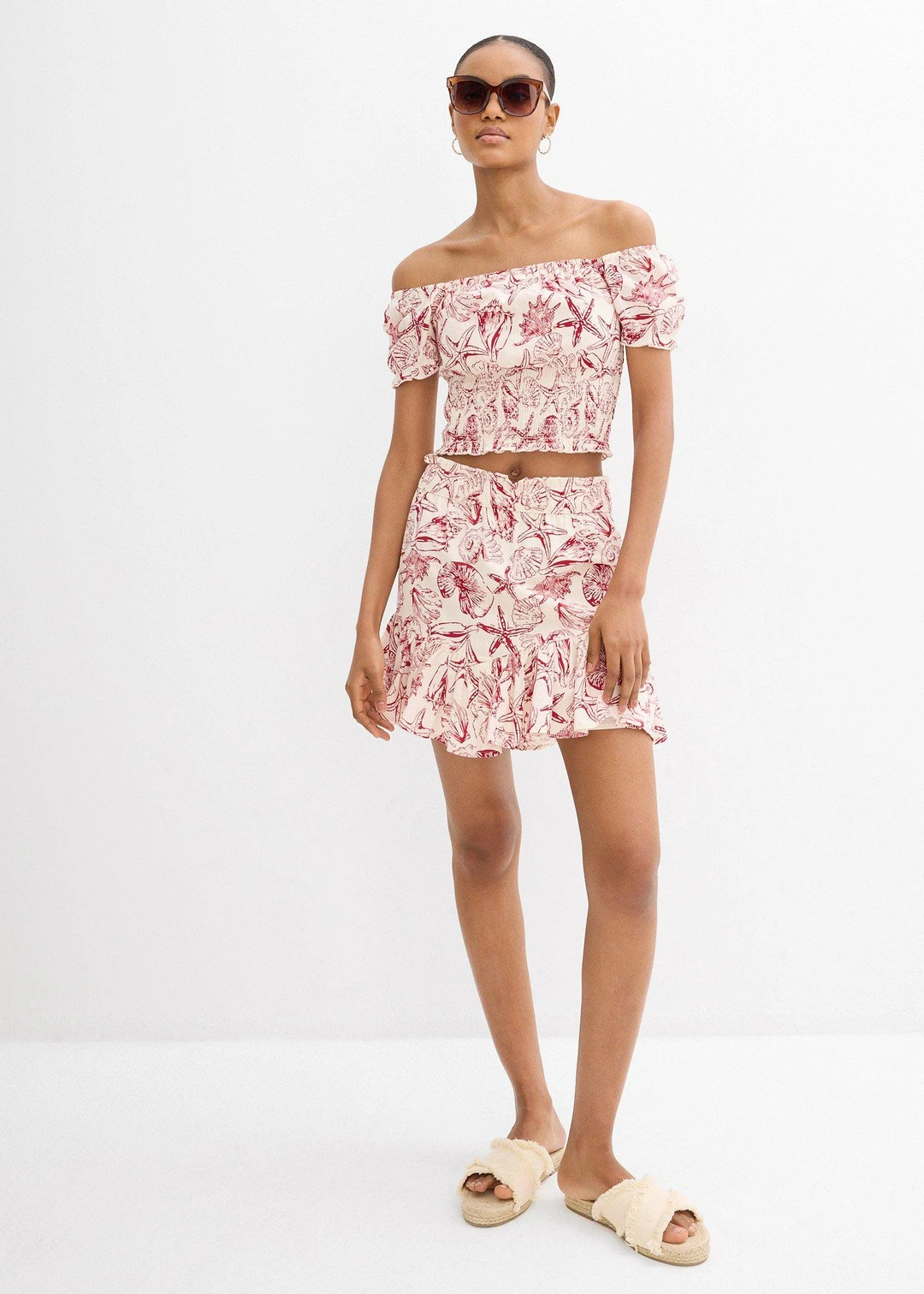 Blouse à encolure Bardot, 100% coton - 2