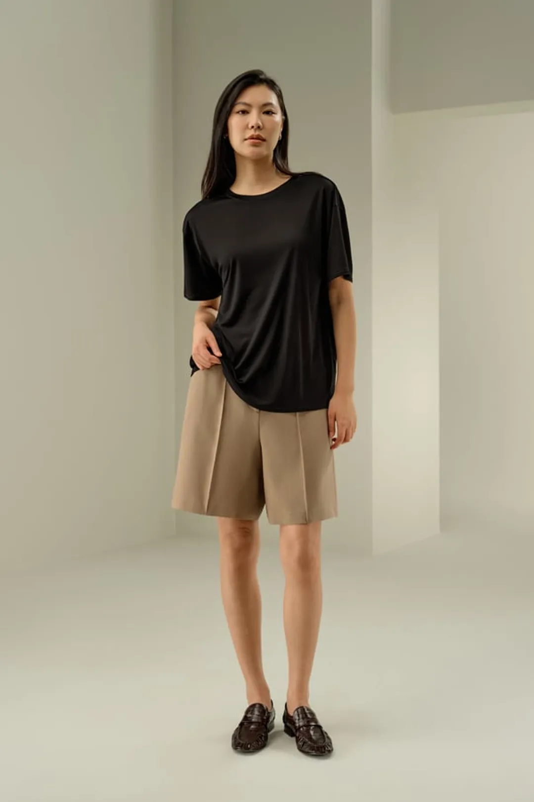 LILYSILK T-Shirt En Jersey De Soie Coupe Décontractée Jersey De Soie Doux Pour La Peau, Confortable Et Durable Noir L