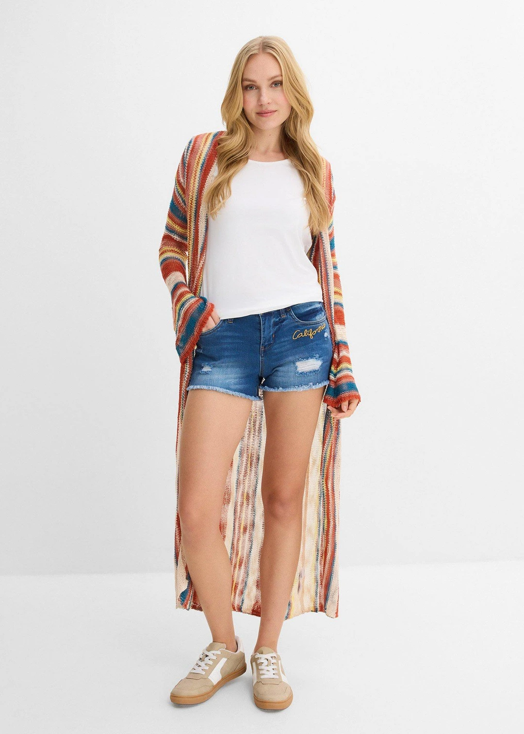 Short en jean à broderie - 2