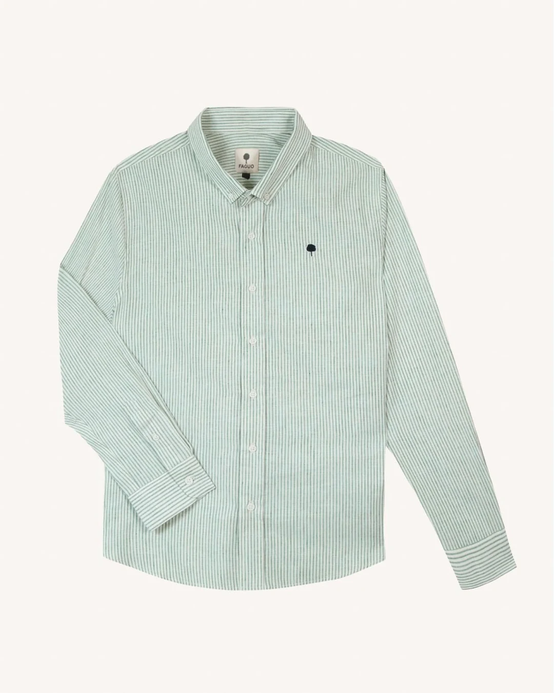 Chemise en lin rayée vert et écru - IVOY - 2