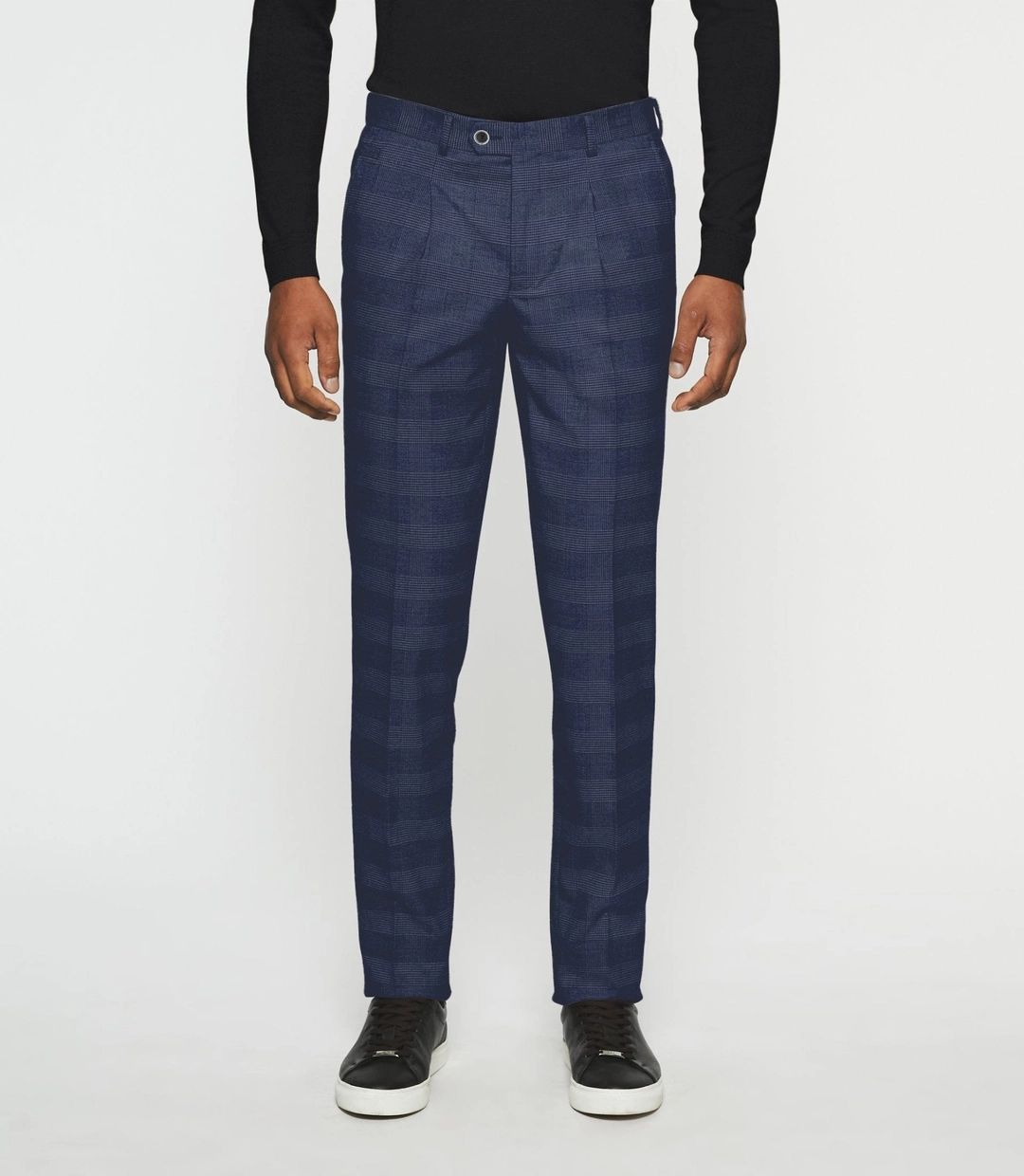 IZAC - Pantalon ville à carreaux esprit Prince de Galles marine FSWING