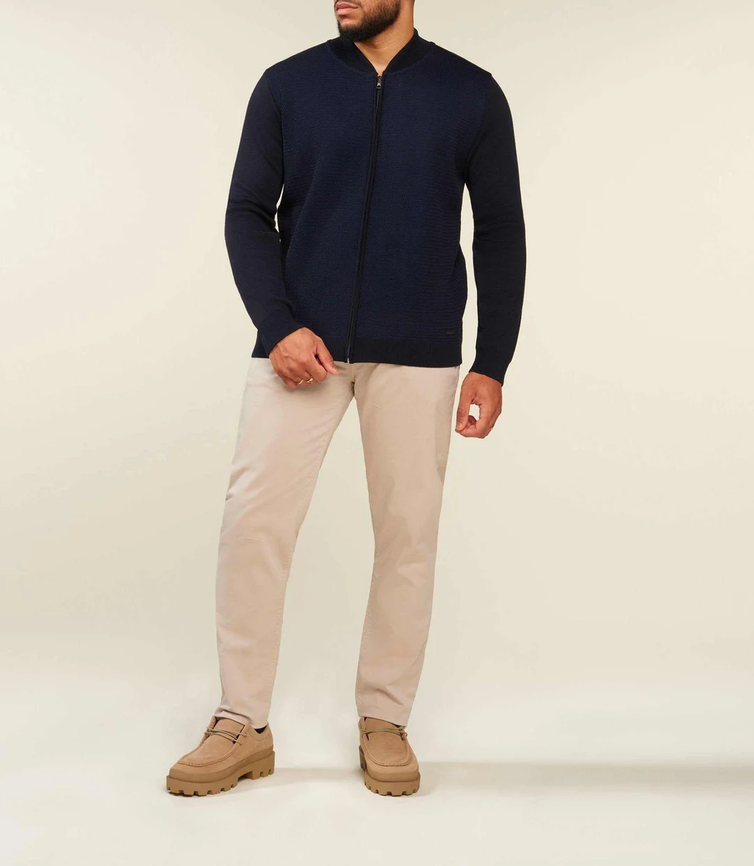 IZAC - Gilet zippé marine col teddy BAOBT