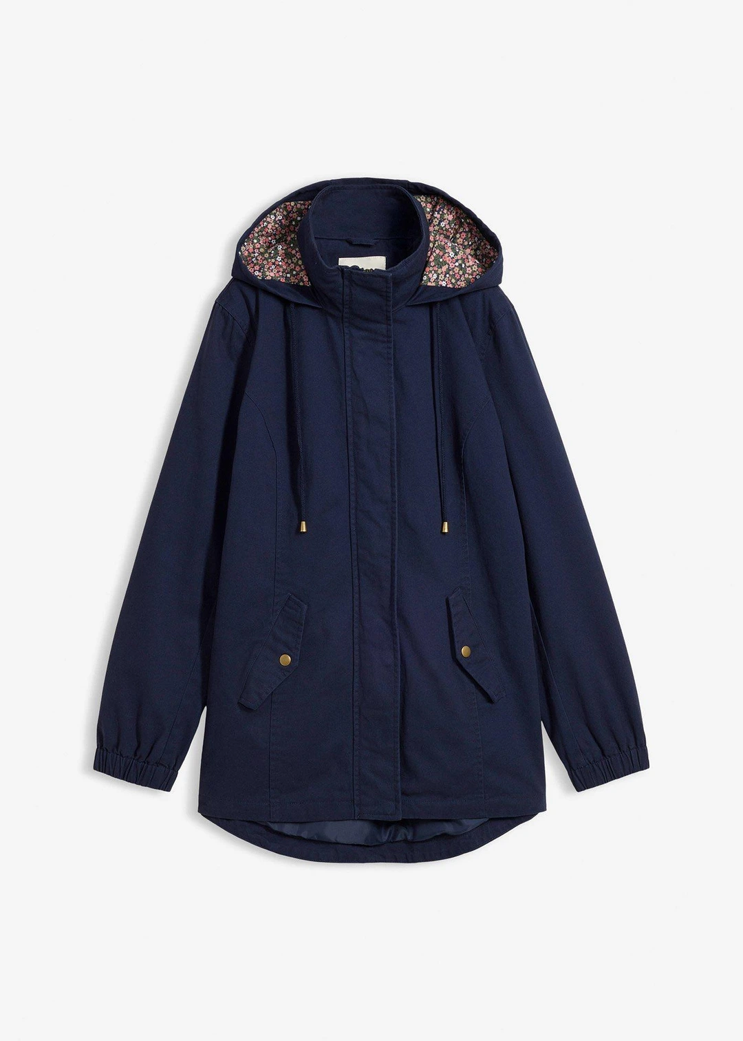 Parka de mi-saison en coton avec capuche imprimée