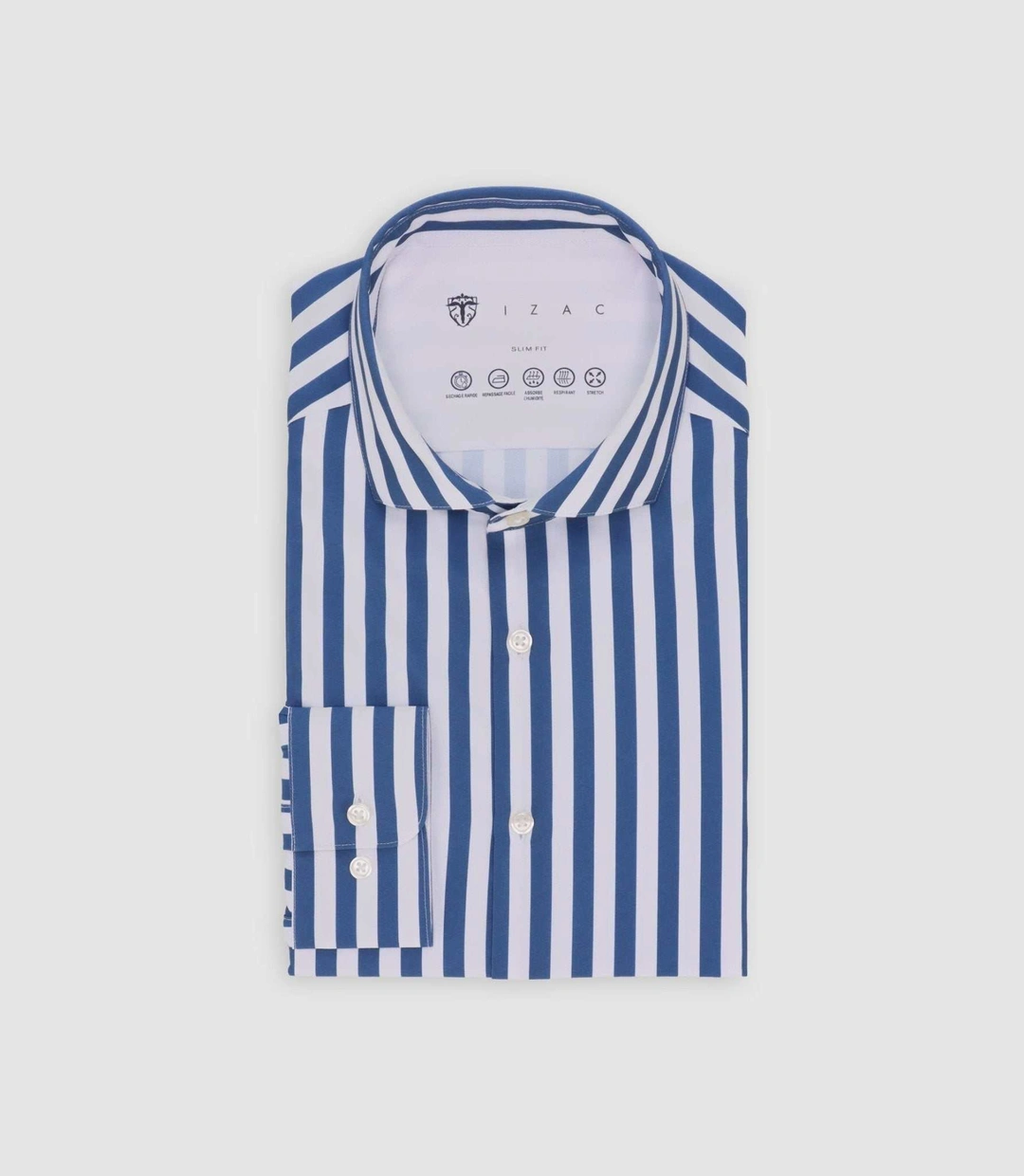 IZAC - Chemise ajustée rayée bleue