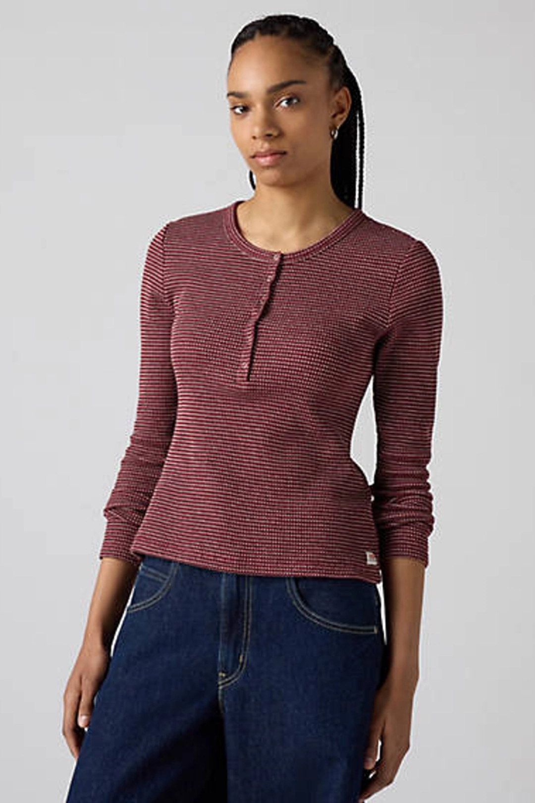 Levi's Dry Goods T Shirt À Col Tunisien Gaufré - Femme - Noir / Anthracite Night - XS