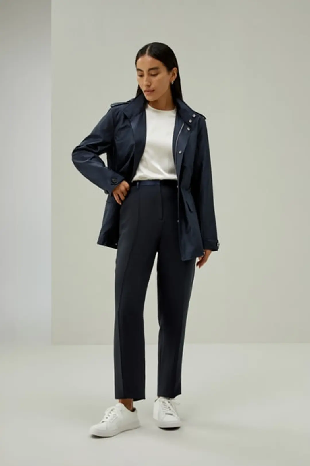 LILYSILK Veste En Soie Coupe Mi-Longue Soie De Mûrier Bonne Respirabilité Sans Produits Chimiques Nocifs Bleu Marine M
