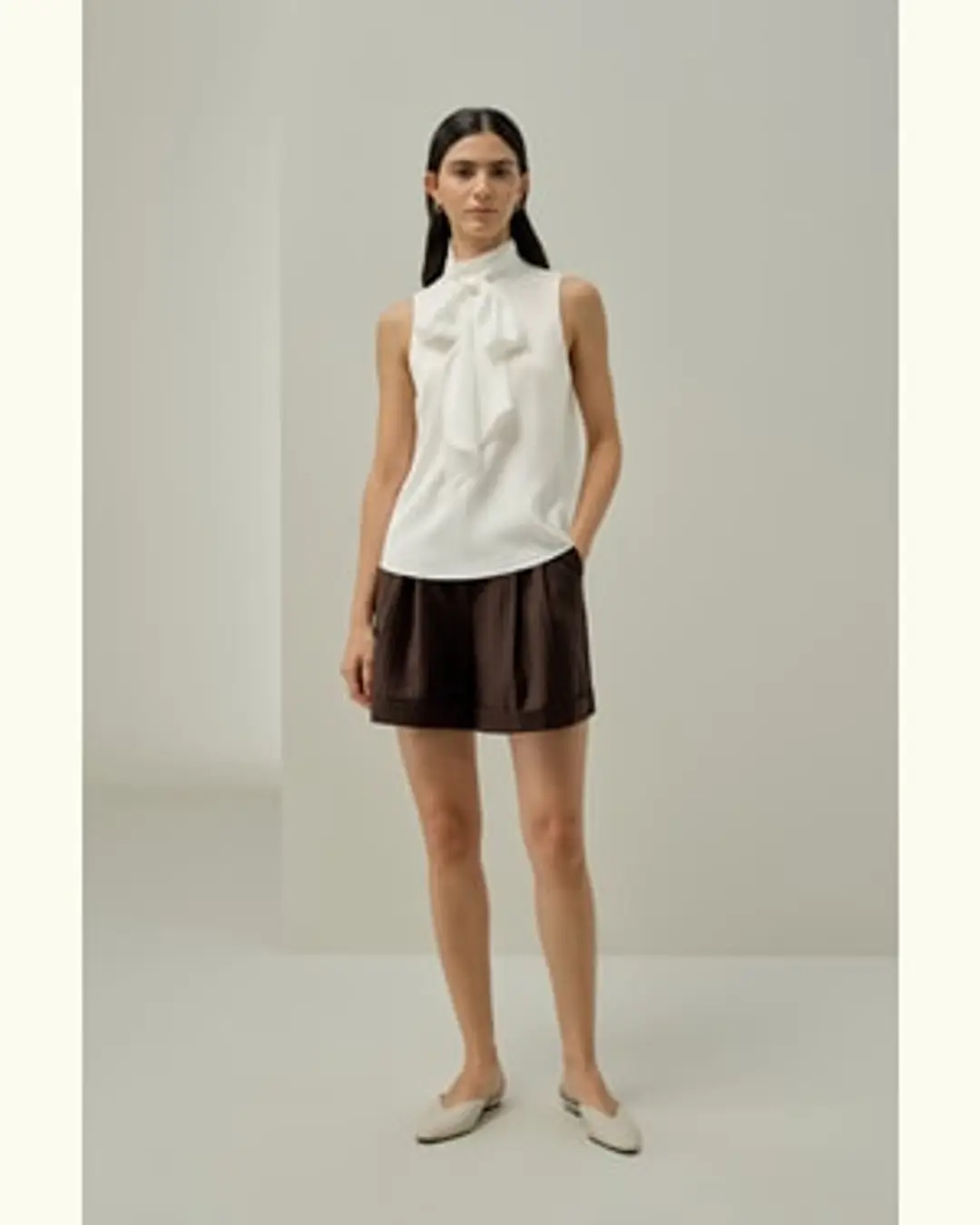 LILYSILK Blouse Soie Femme Haut Sans Manches Avec Col À Nouer Soie Charmeuse Facile À Assortir Confortable Brillant Lisse Doux Blanc Naturel S
