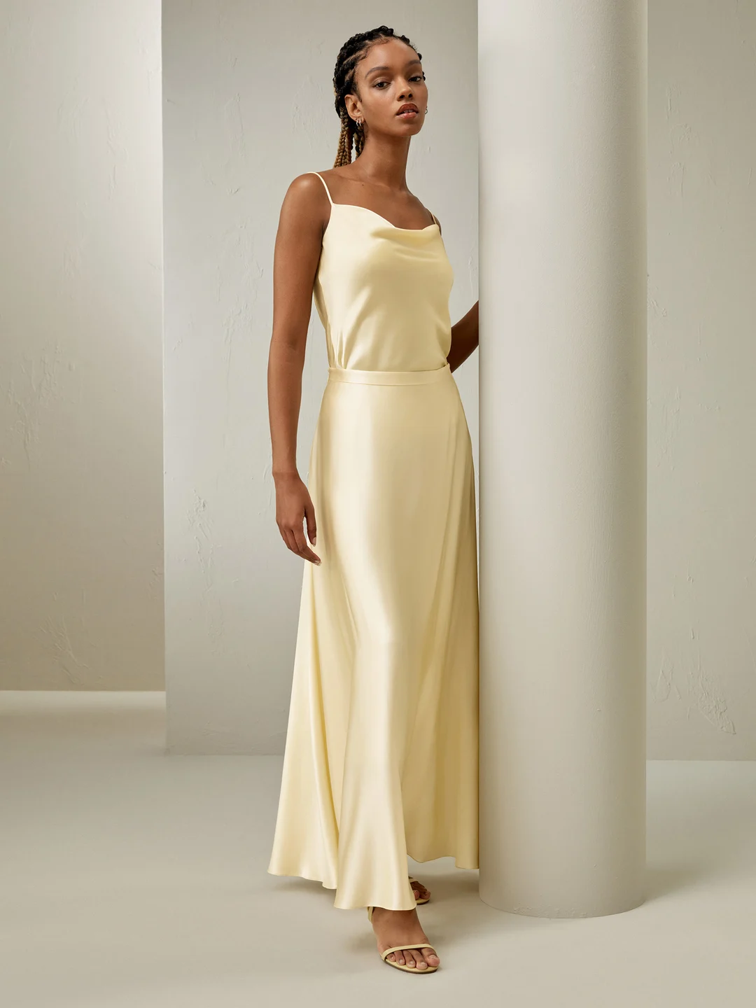 LILYSILK Top En Soie Femme Jaune Doré Encolure En Hirondelle, Taille Étroite 100% Soie Pure Confortable Brillant Lisse Doux 34