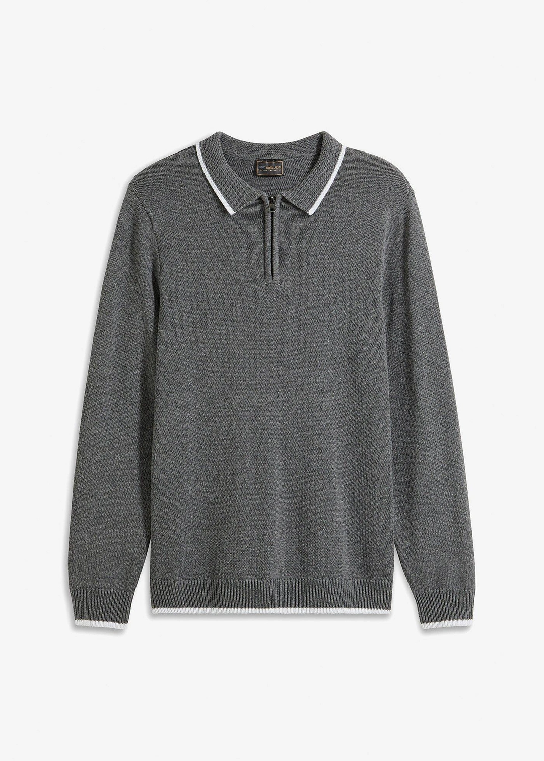 Pull col polo en coton recyclé majoritaire