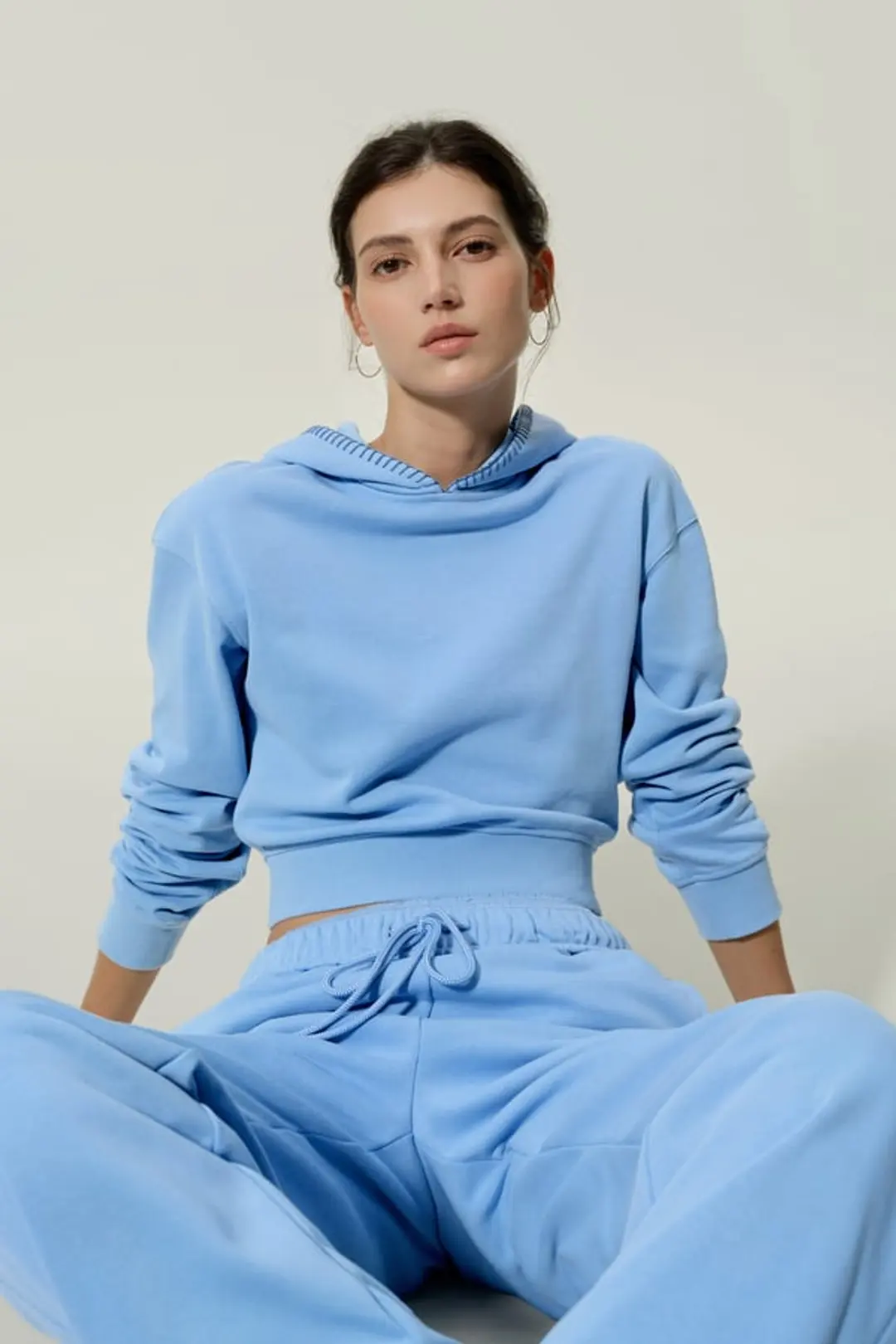 LILYSILK Pull Seamflow Poise Gris Chiné XL - Sweat Court Femme SILKERRY Doux & Sculptant, Capuche Festonnée