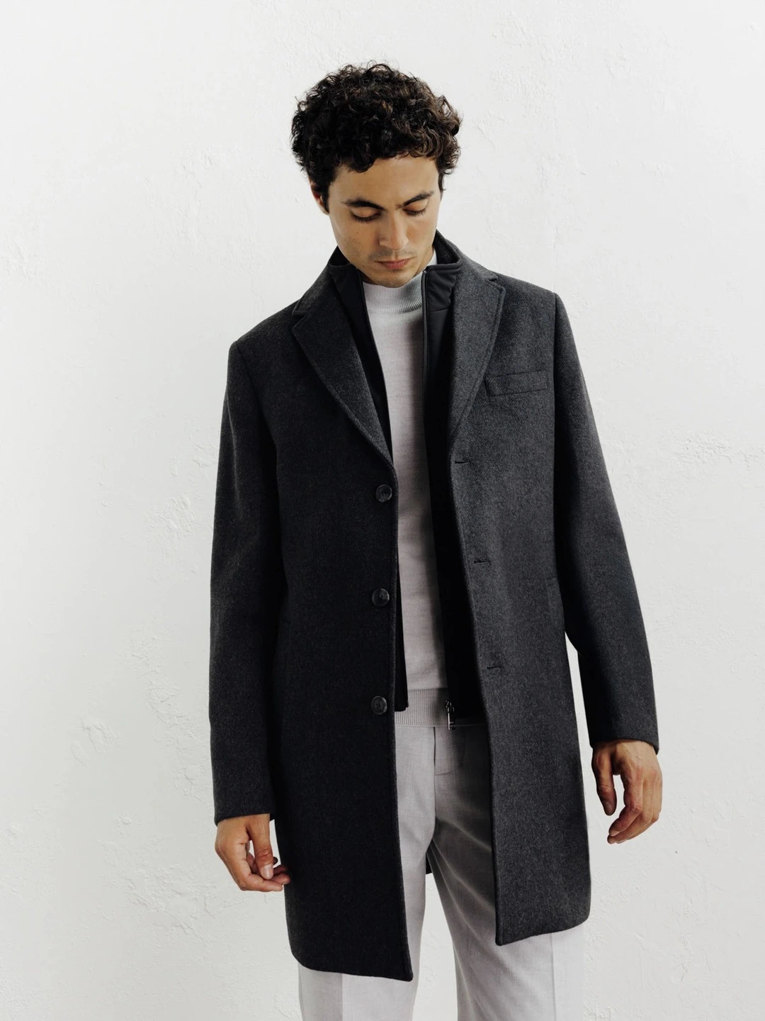 IZAC - Manteau ville à parmenture amovible gris foncé