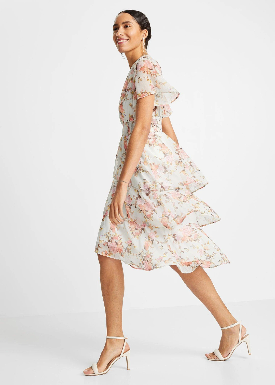 Robe midi volantée