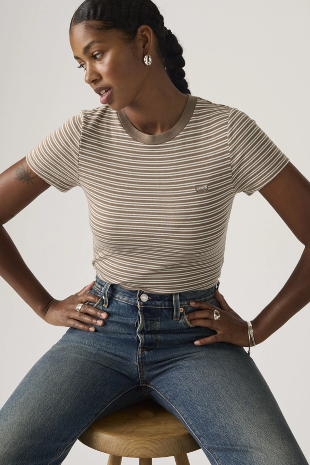 Levi's T Shirt Essential Housemark - Femme - Blanc / White + - XS