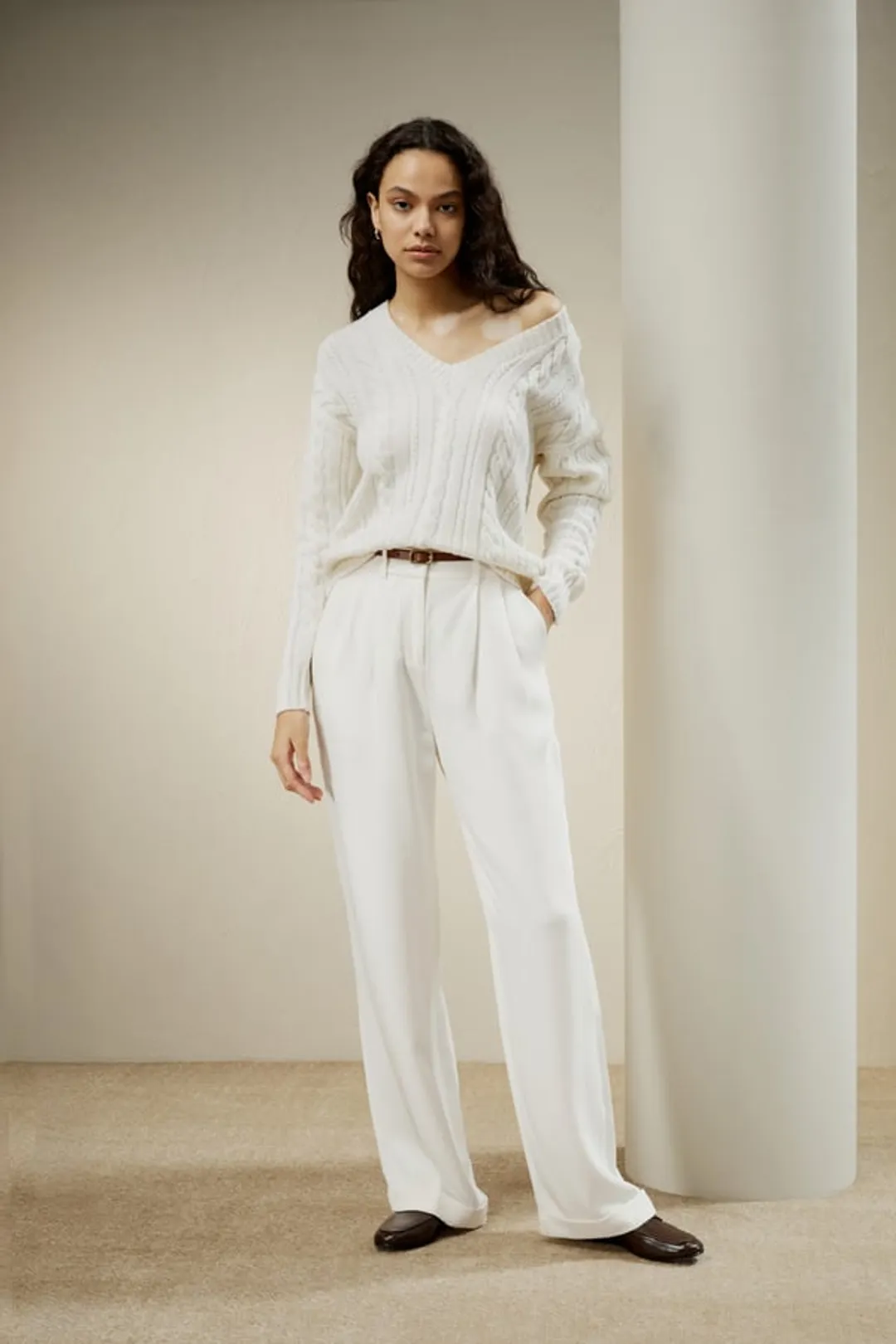 LILYSILK Pull En Laine Femme Blanc Encolure En V Profonde, Style Rétro Laine & Cachemire Mélange Parfait Pour La Chaleur Et La Forme S