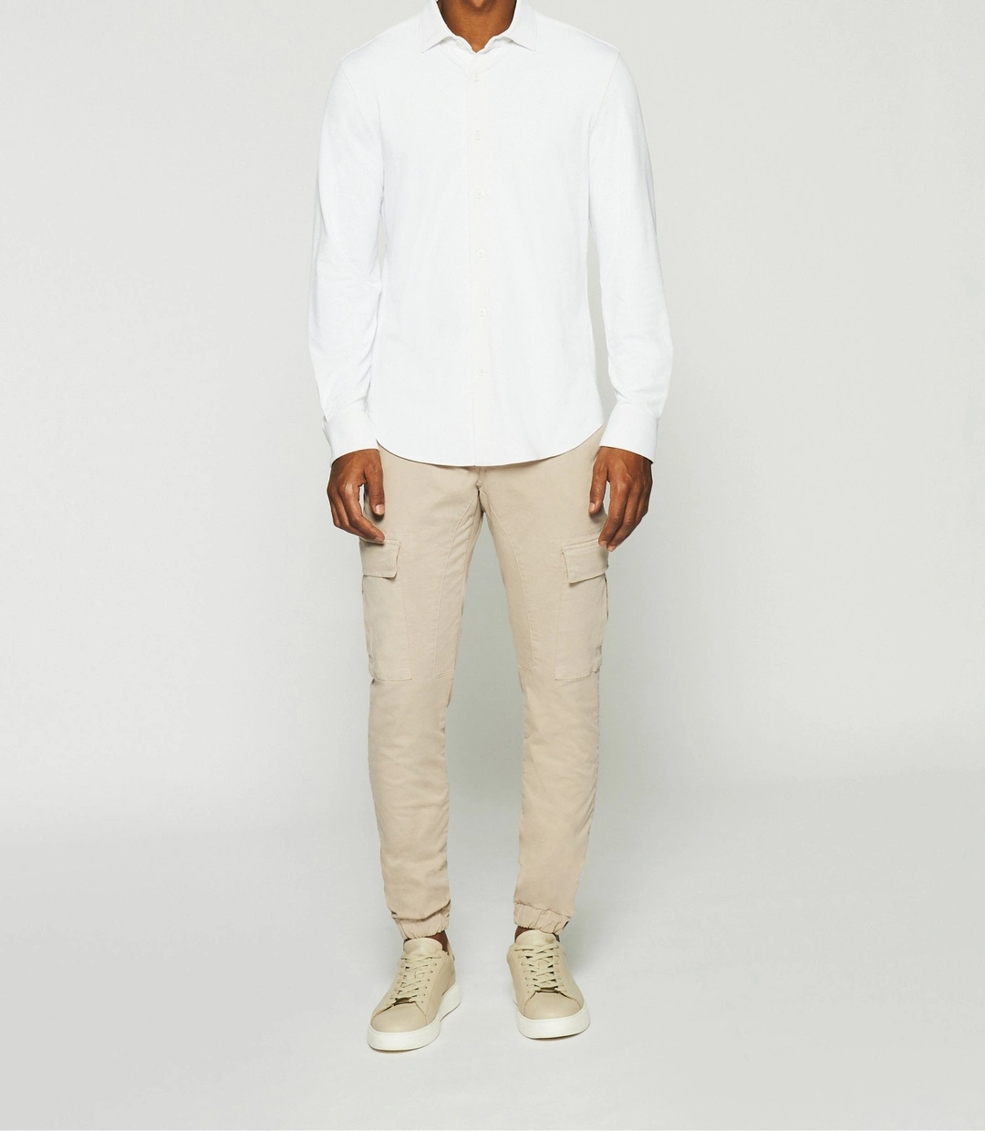 IZAC - Chemise regular en maille piquée blanche MELCHIOR