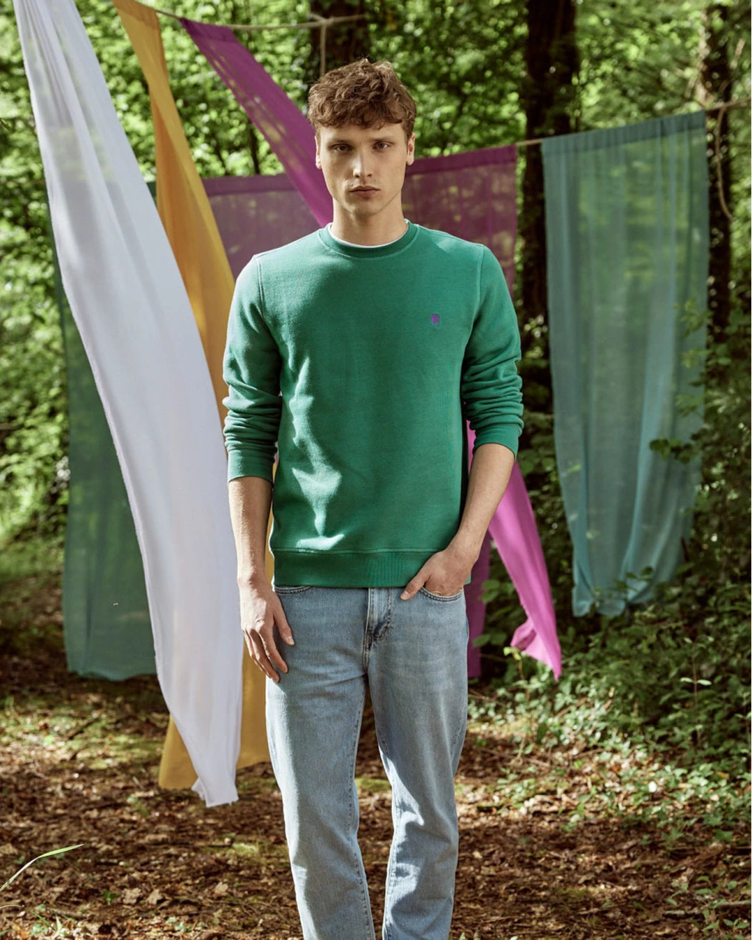 Sweat col rond vert clair grisé - DONZY