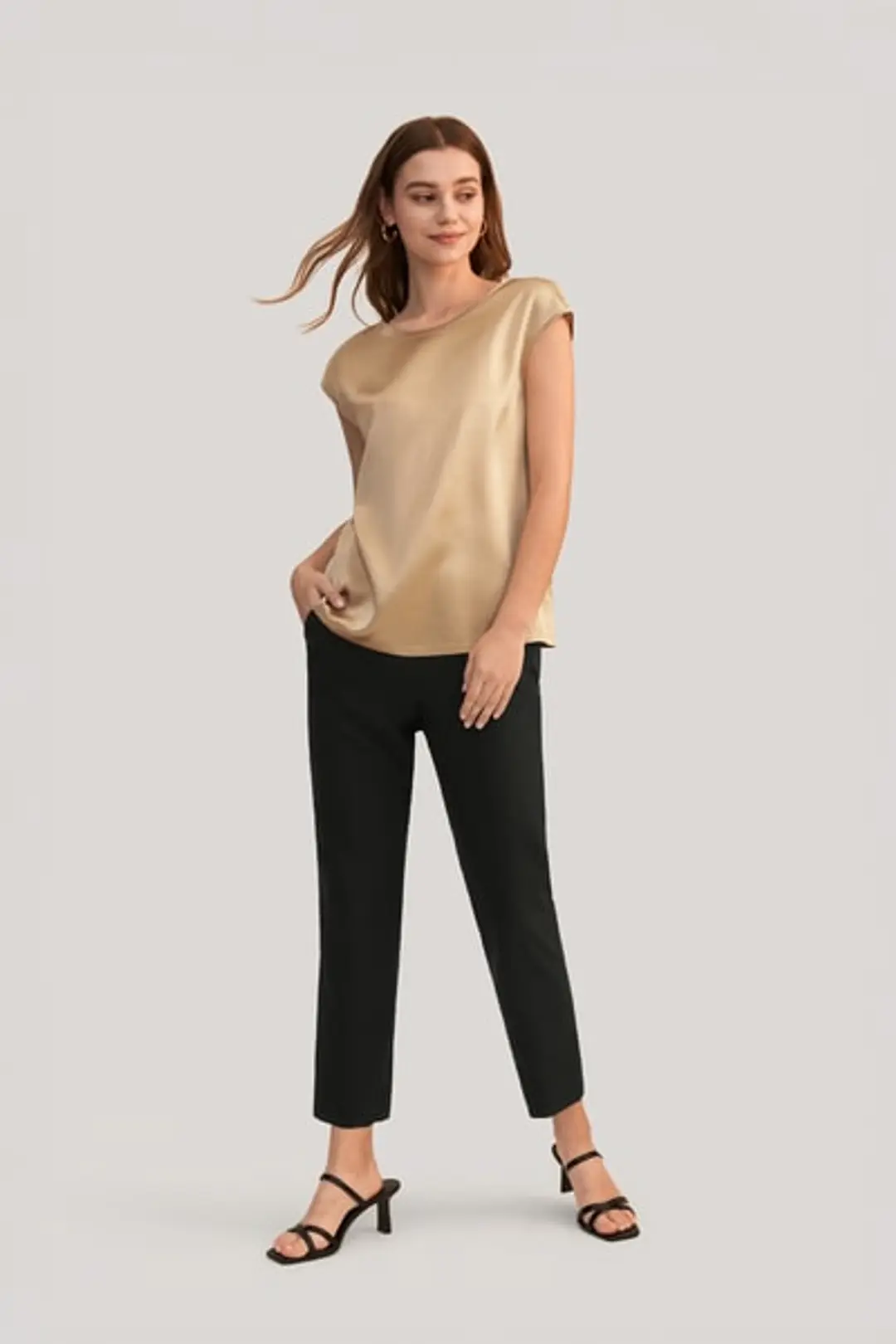 LILYSILK Tee Shirt Femme Soie Brillant, Lisse, Doux 100% Soie S'Accorde Avec N'Importe Quelle Tenue Simple Et Classique Blanc Naturel S