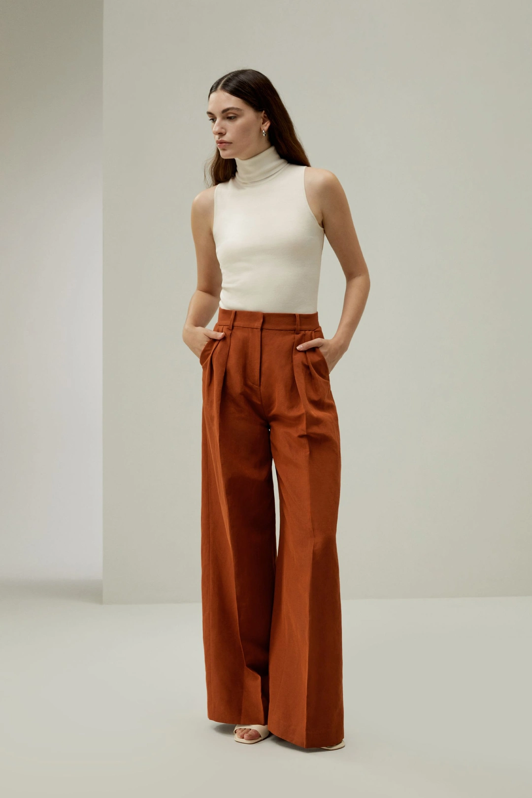 LILYSILK Pantalons En Soie Pantalon Large En Soie Soie De Mûrier Et Lin Simple Et Classique Terracotta 36