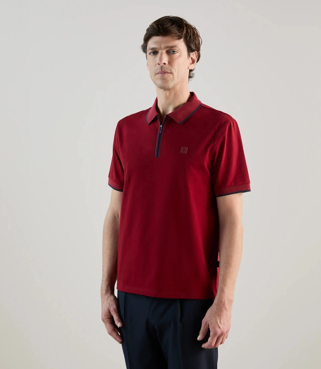 IZAC - Polo à col zippé rouge foncé