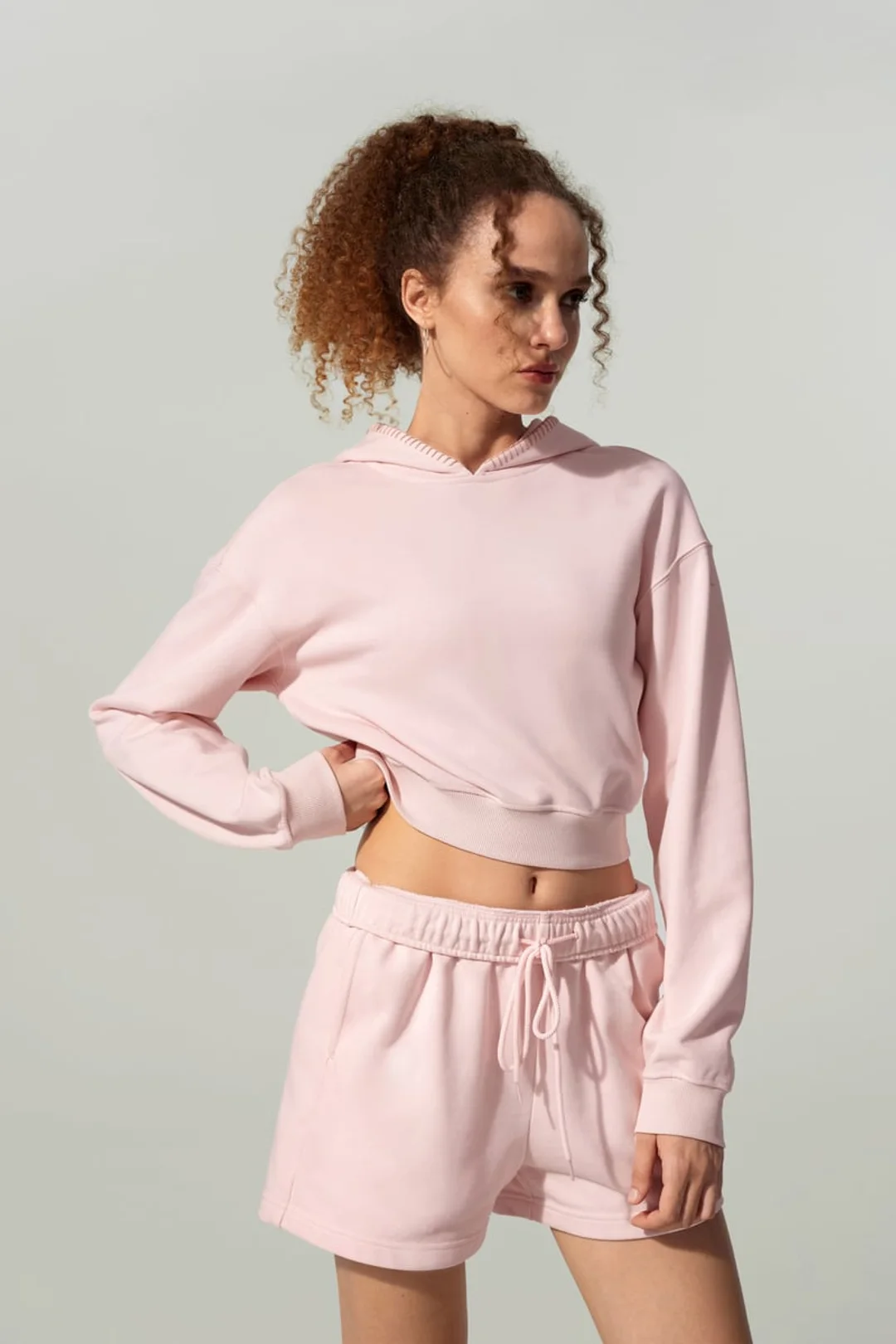 LILYSILK Pull Seamflow Poise Gris Chiné XL - Sweat Court Femme SILKERRY Doux & Sculptant, Capuche Festonnée