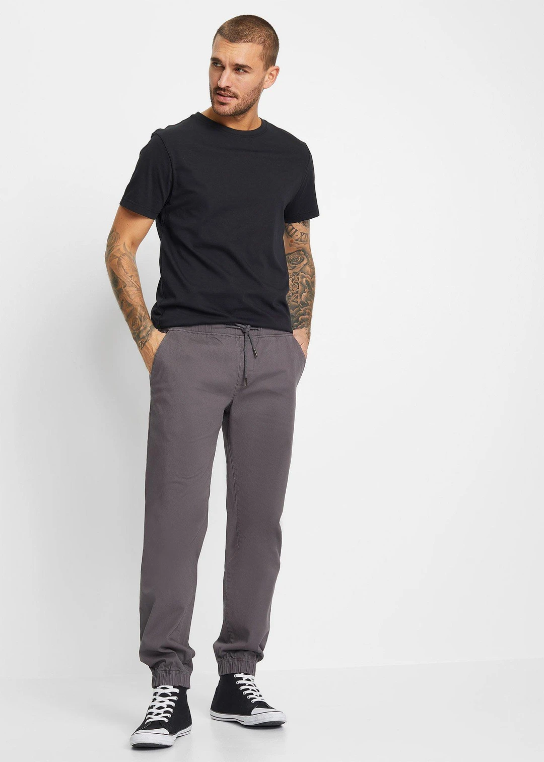 Pantalon chino jogger loose, droit