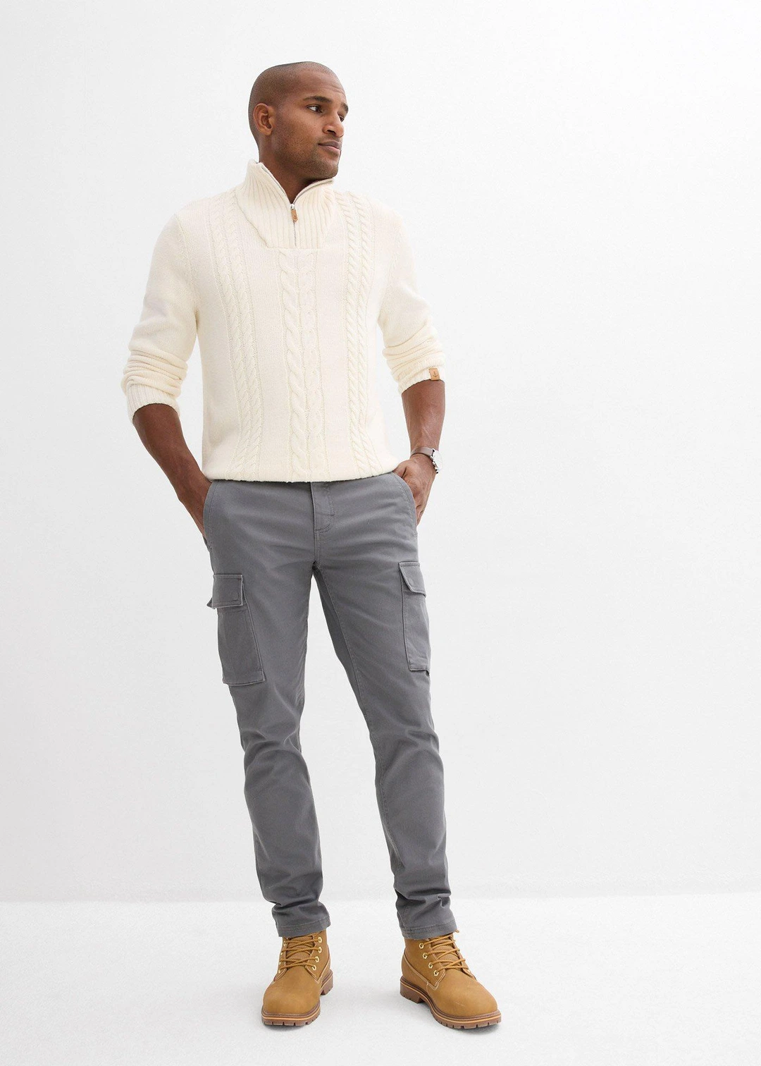 Pantalon cargo regular en coton extensible et robuste, droit - 2