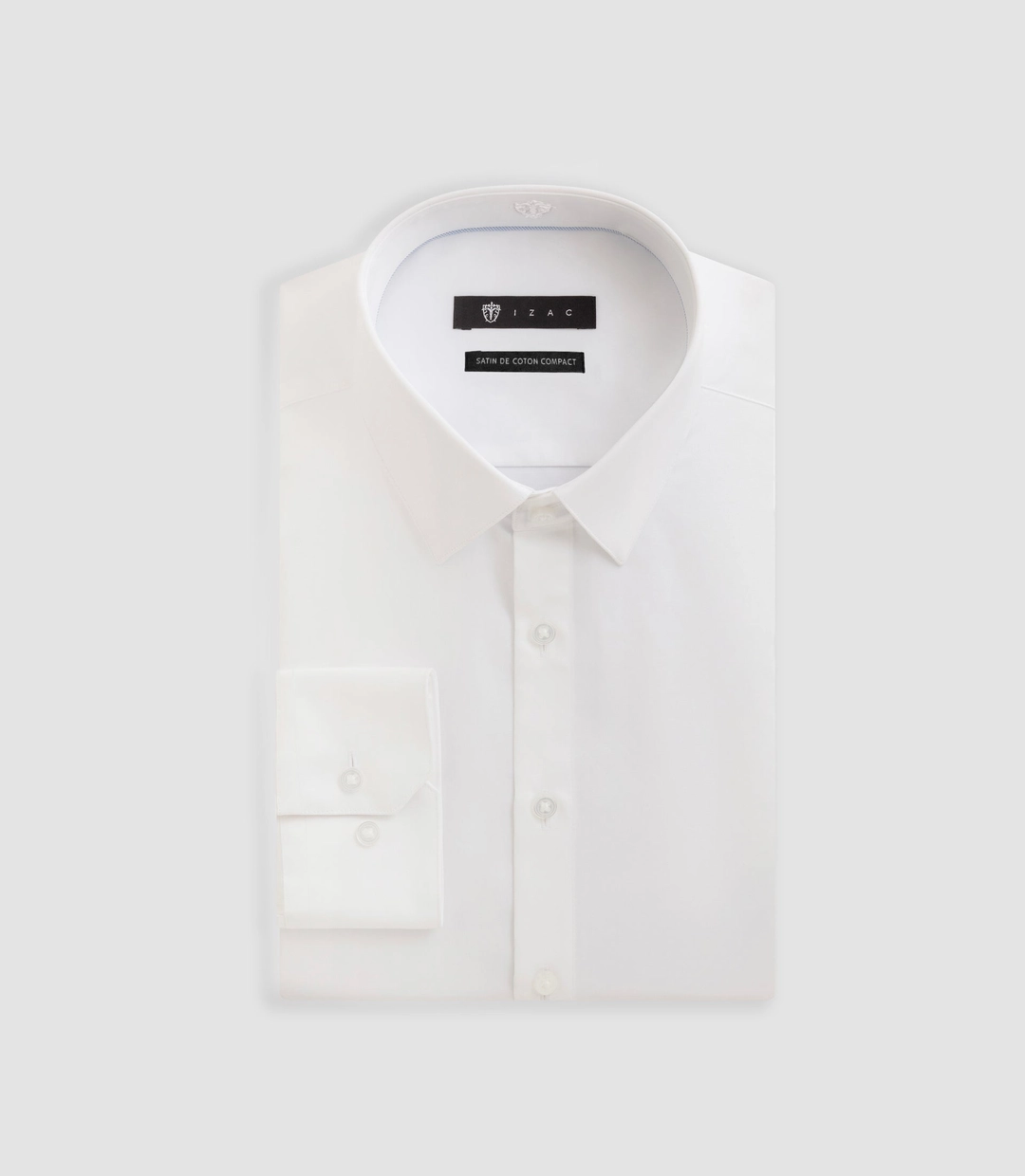 IZAC - Chemise slim en satin de coton blanc SATINSLIM