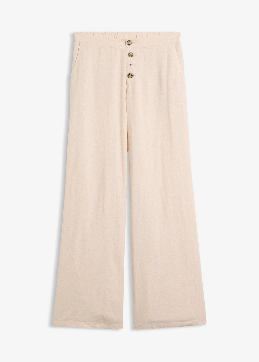Pantalon palazzo en lin mélangé, long
