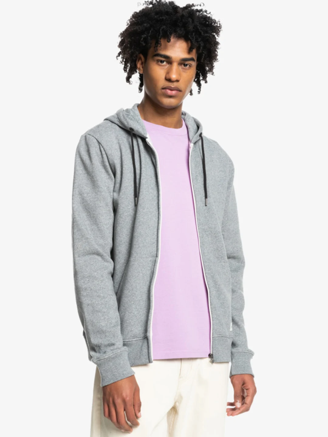 Essentials - Sweat à capuche demi-zip en matière biologique Gris Homme