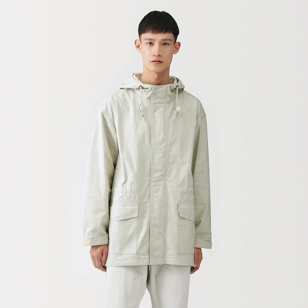 Manteau à capuche en toile de coton léger pour homme