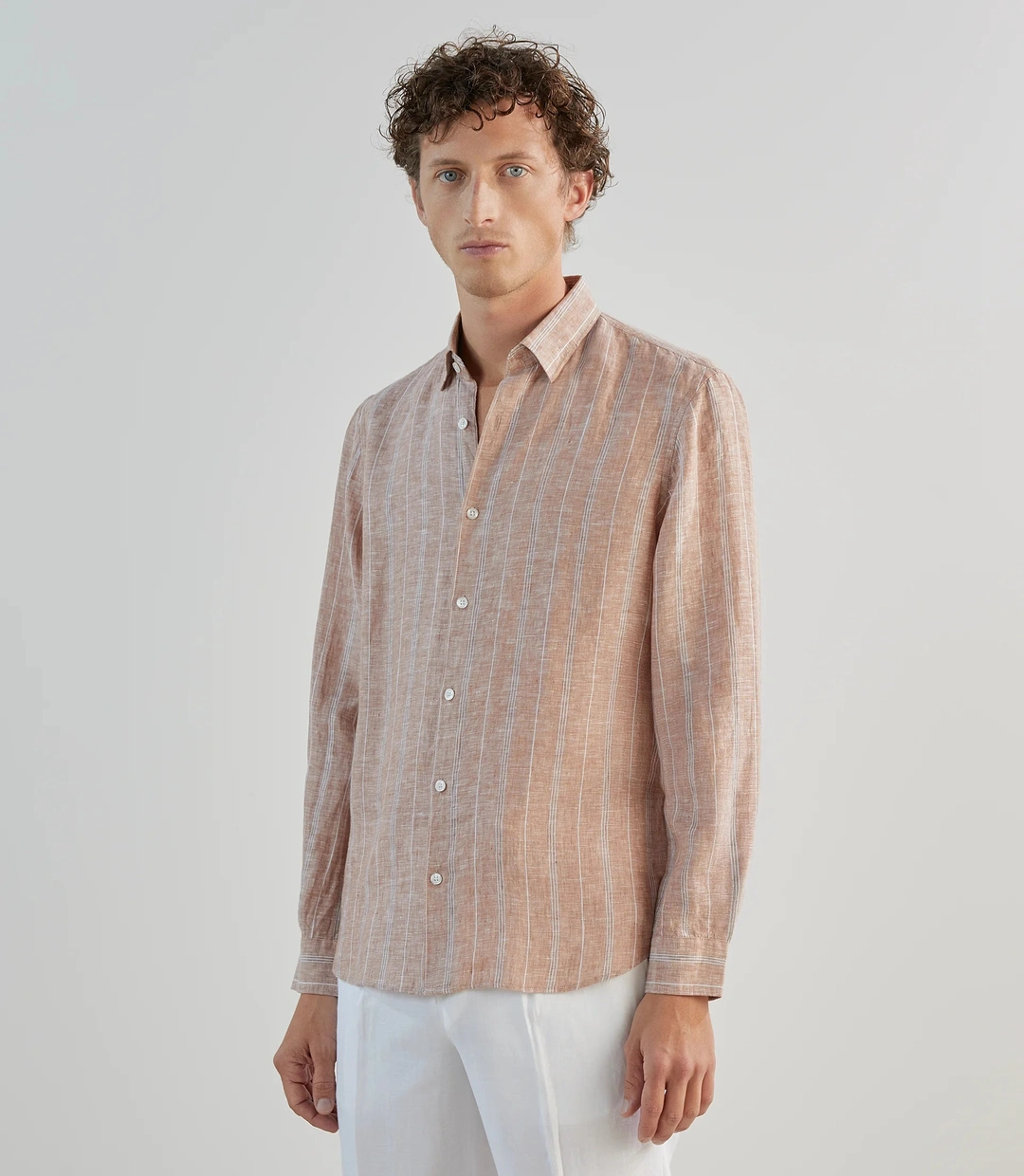 IZAC - Chemise 100% lin rouge bordeaux