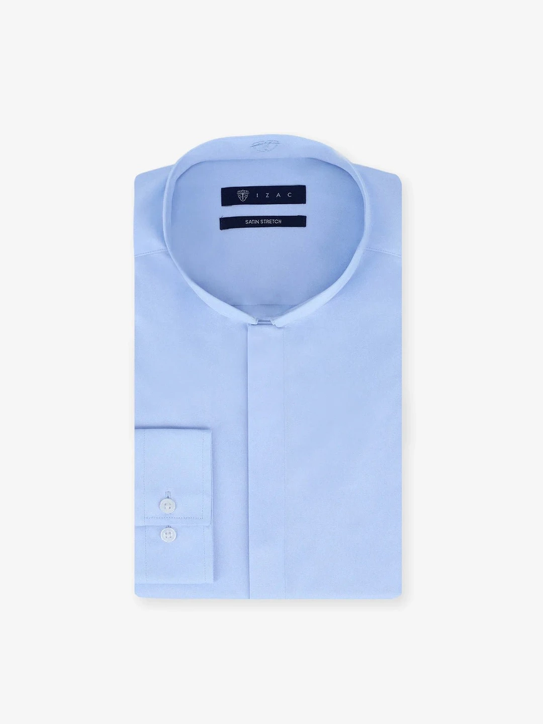 IZAC - Chemise ville satin de coton bleu ciel