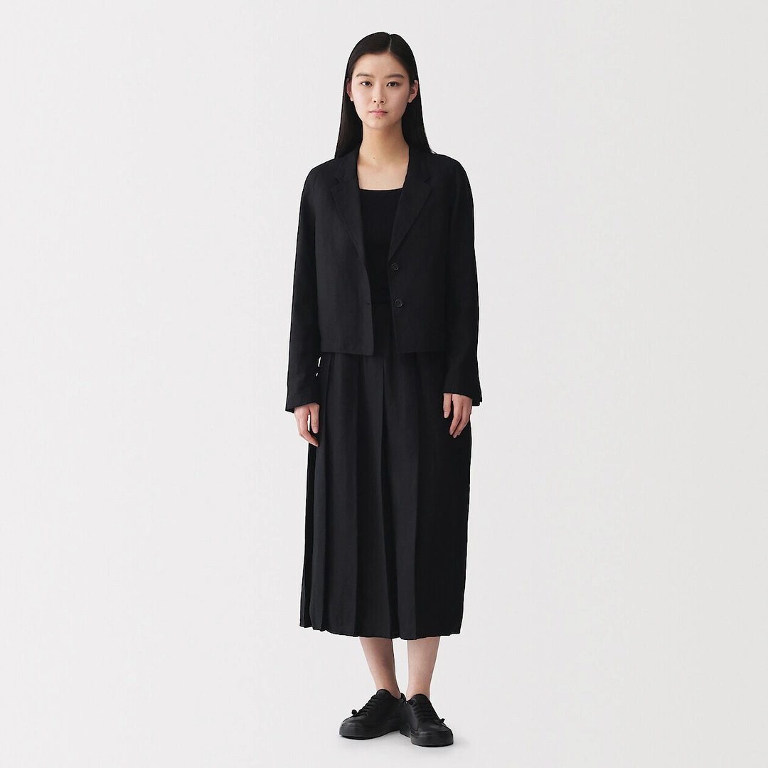Jupe plissée en lin et lyocell pour femme